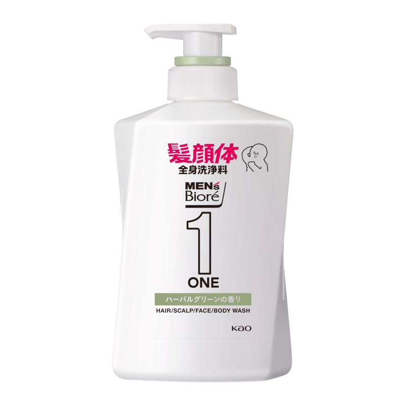メンズビオレ ONE オールインワン全身洗浄料 ハーバルグリーンの香り ポンプ 480ml