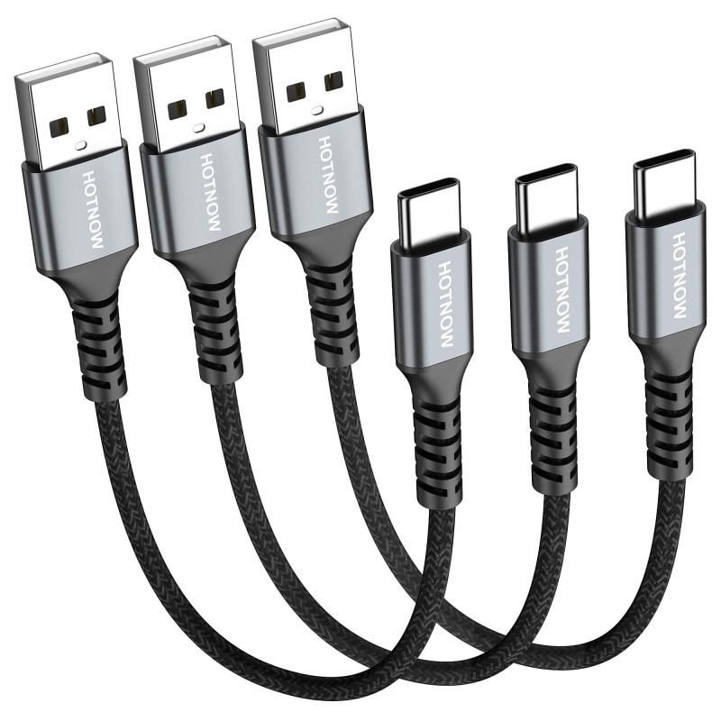 短いUSB Cケーブル30 cm 3本、 0.3 m USB-C QC 3.0急速充電ケーブル、C型機器に適用
