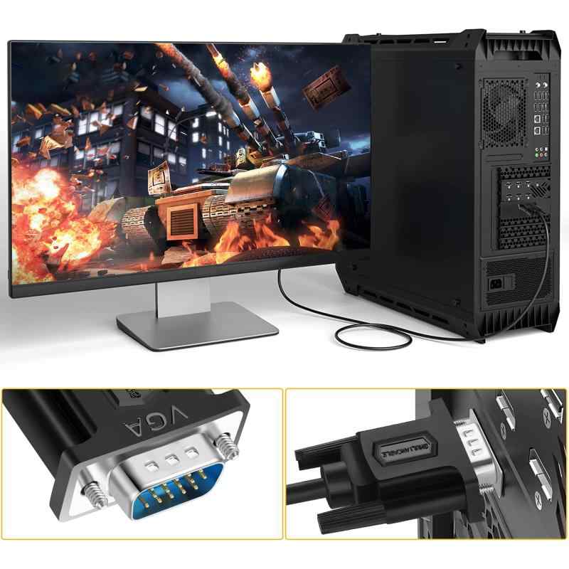 ディスプレーケーブル VGAケーブルD-Sub 15pin オス-D-Sub 15pin オス 1080P ディスプレイ、テレビ デ、プロジェクター、DTV等に適用 (1M)