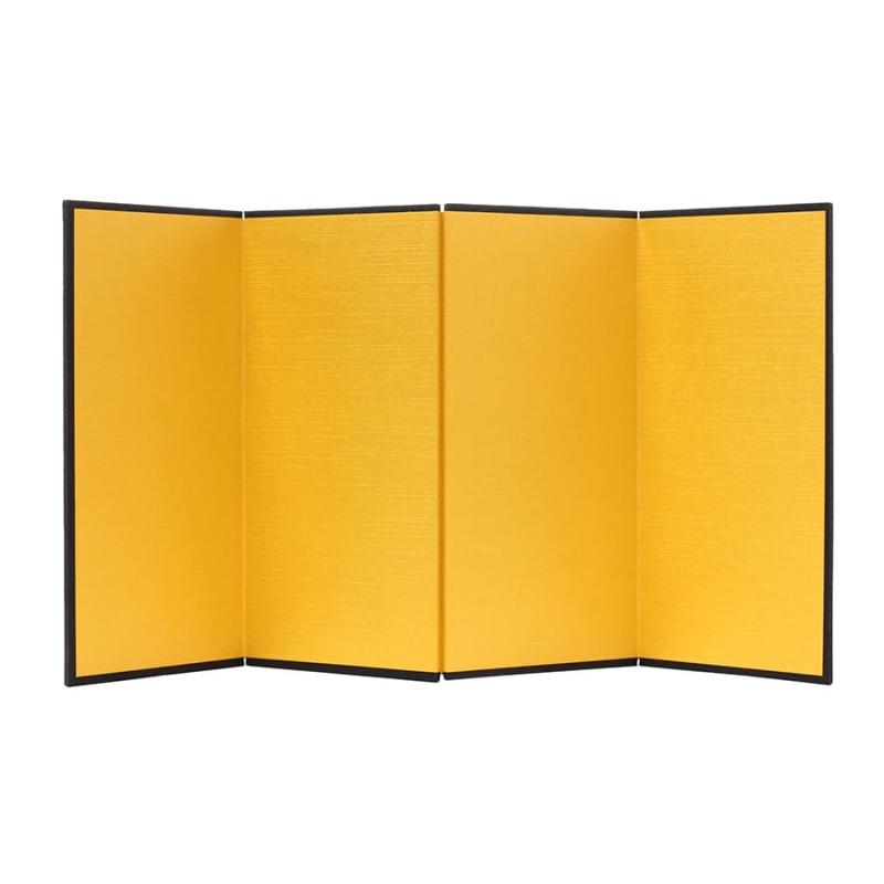 ミニ金屏風 4曲 150×300mm 絹目模様 CCM-2-004飾り物を鮮やかに演出します。　絹目模様の紙が貼られており、上品な光沢のある金色を楽しむことができます。サイズ：150×300mm　材質：紙