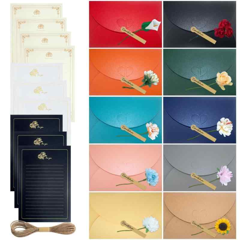 レターセット封筒 10色 便箋 24枚 手紙 おしゃれ クラフト用紙 アンティーク調 シーリングシール 手紙セット 便箋と封筒