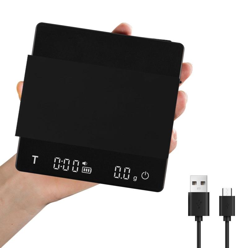 コーヒースケール タイマー機能付き デジタルスケール ドリップスケール 計量器 0.1g~2000g キッチン スケール USB充電式…