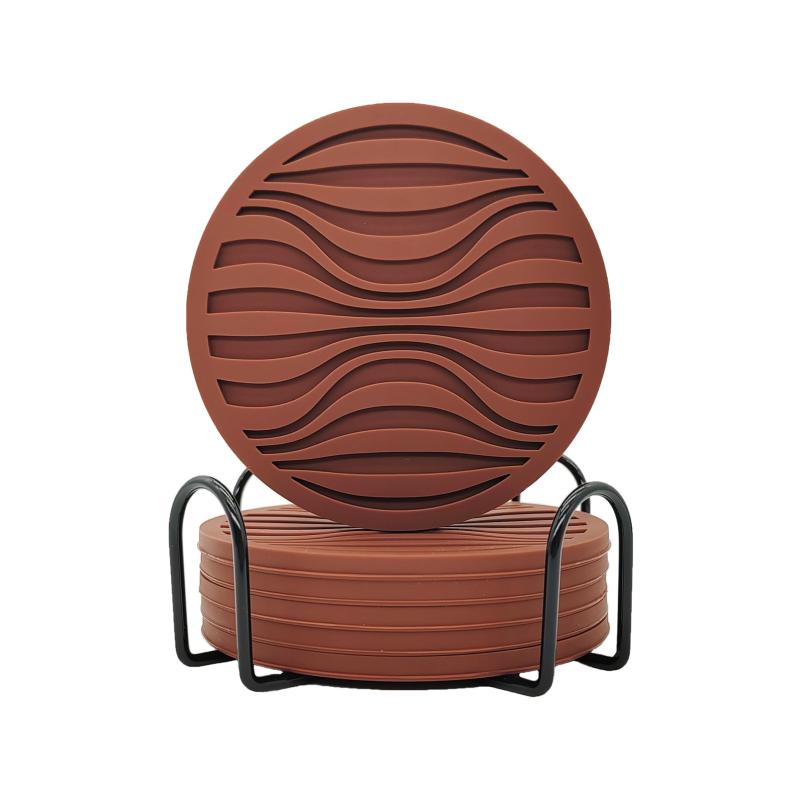 コースター くっつかないコースターシリコン 水滴を受け止める 結露の水滴防止 6個セット収納棚付き円形10cm