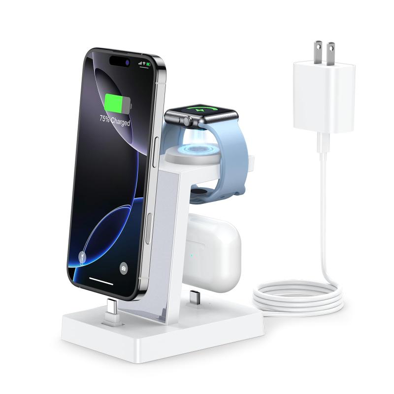 充電スタンド 3in1 充電ステーション 急速充電対応 スマホスタンド 30W高出力PD3.0アダプタ付属 高耐久 テレワーク用品 ギフト 付属