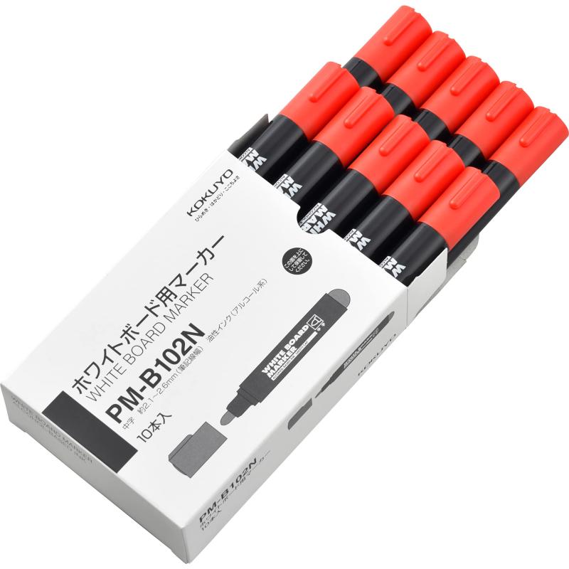 ホワイトボード用マーカー 再生樹脂 中字 赤 10本セット PM-B102NRX10SET