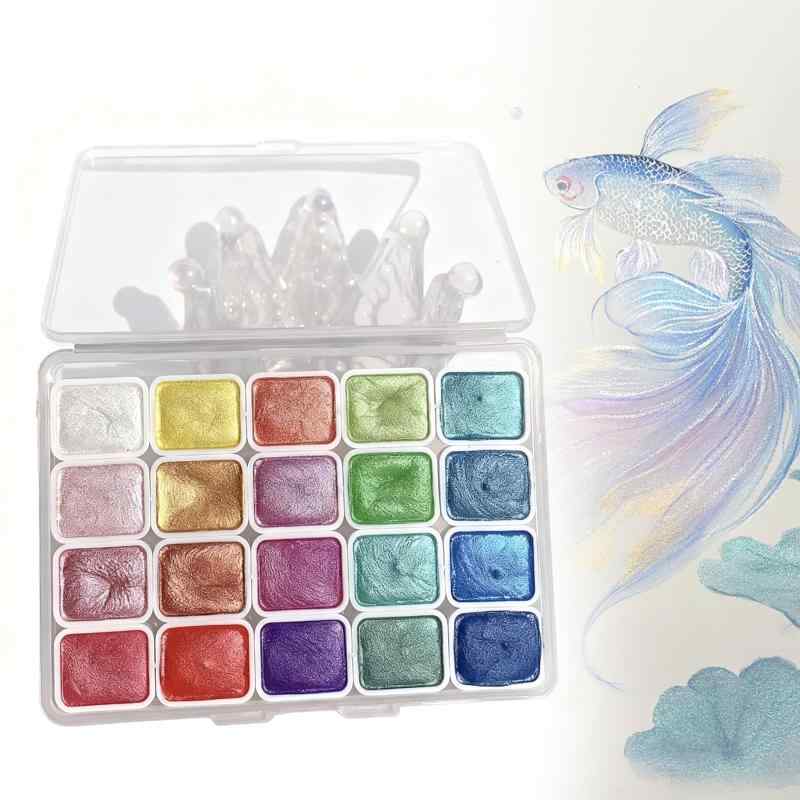 Rakuten - 金属固形水彩絵の具 メタリック キラキラ 初心者 持ち運び 精緻 乙女心 プレゼント ファッション おしゃれ 時間潰し 暇つぶし
