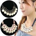 【SALE/50%OFF】 パール ビジュー ネックレス 全3色 ホワイト ブラック ピンク 結婚式 二次会 レディース 女性 ジュエリー 誕生日