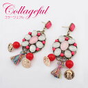 【SALE/50%OFF】 ピアス エスニック ピンク系 民族調 ピアス コイン リボン 花 スタッドピアス レディース 女性 誕生日