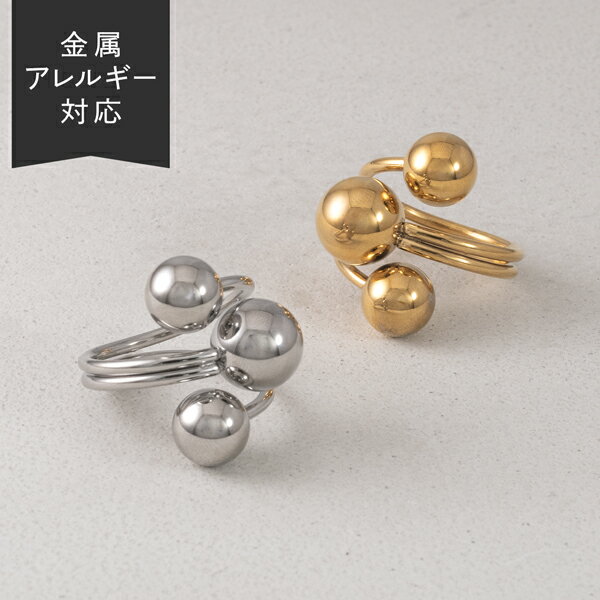 【SALE／50％OFF】 トリプルボールステンレスリング 40代 30代 20代 シンプル トレンド 重ね付け 地金 カジュアル 人気 大ぶり 流行 日常使い デイリー 肌に優しい 金属アレルギー SV YG 指輪 レディース ゴールド シルバー イエローゴールド 金アレ サージカルステンレスのサムネイル