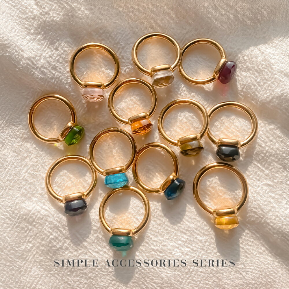 【 送料無料 】指輪 ステンレス リング ガラスストーン レディース 太め 大きい 小さい ピンキーリング エタニティリング ゴールド シルバー ローズゴールド...