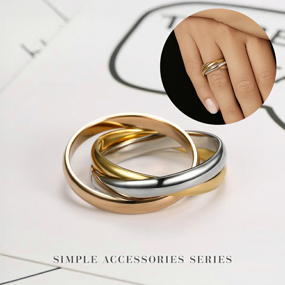 【 送料無料 】ステンレス リング 指輪 3連リング トリプルリング トリプル指輪 ミックス 指輪 おしゃれ かわいい シルバー ゴールド ピンクゴールド ニッ...