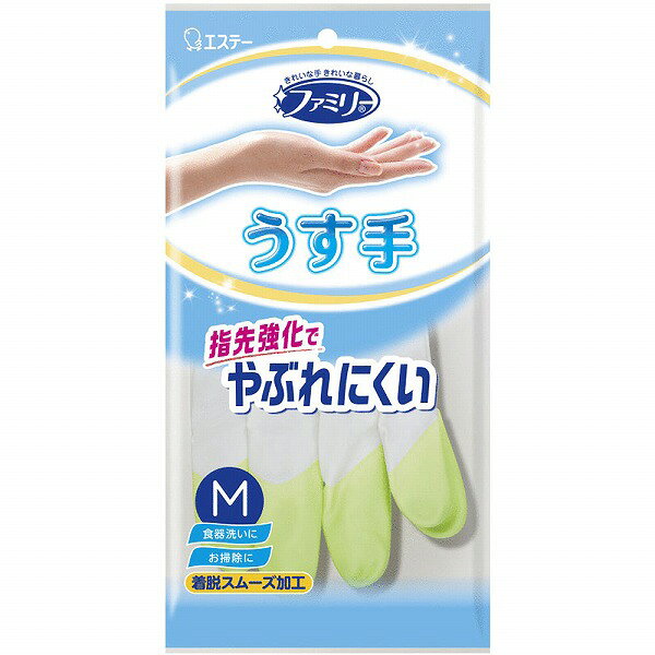 エステー ファミリー ビニールうす手 指先強化 M グリーン