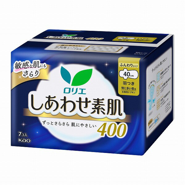 ロリエ しあわせ素肌 ふんわりタイプ 特に多い夜用 羽つき 40cm （医薬部外品）7個入×16パック（1ケー..