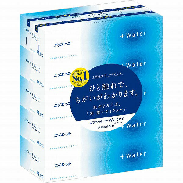 Tissue （Box） - エリエール +Water 180組×5箱×10セット入り (1ケース)