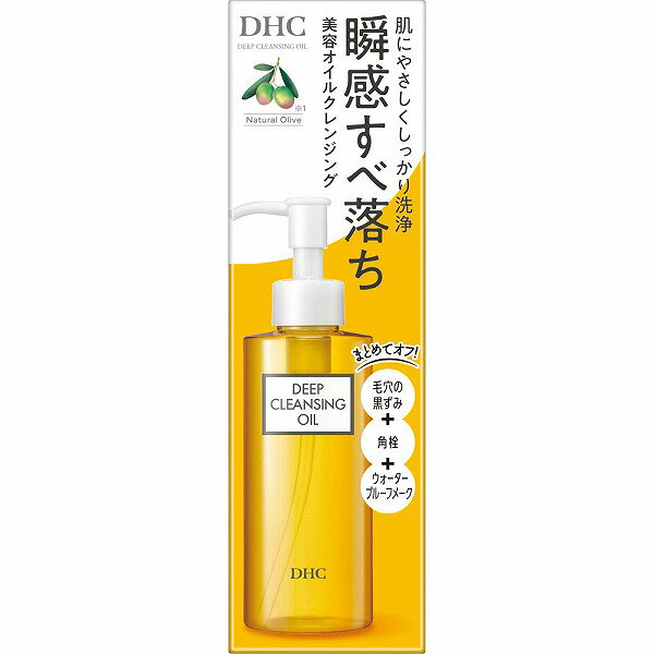 ※ご注意ください！！ご注文いただいてからのお取り寄せとなります。 ●商品の改訂により商品のデザイン、パッケージに記載されている内容と異なる場合があります。 【商品の特徴】肌にやさしくしっかり洗浄瞬感すべ落ち美容オイルクレンジングまとめてオフ！毛穴の黒ずみ＋角栓＋ウォータープルーフメークパワフルなうるおい洗浄力！美肌へ誘うクレンジングオイルなめらかなオイルがメークや毛穴汚れにすばやくなじみ、クレンジング。肌に大切なうるおいは残しながらつるんとした、すべすべ素肌へ整えます。毛穴の奥から、浮かせて落とす●落ちにくいメーク ●毛穴の黒ずみ ●ブツブツ角栓毛穴の奥まで届く、なめらかなオイル。ハードなメークはもちろん、黒ずみや角栓、ゴワつきの原因となる古い角質までスムーズに浮き上がらせます。水ですっきり洗い流せるオイルでありながら、水分と融合。水ですっきり洗い流せて、後肌のヌルつきなし。洗うたび、うるおい守る2種の美容保湿成分配合●フロール・デ・アセイテ（バージンオイルの精華）●ローズマリー油無香料・無着色・パラベンフリー・アルコールフリー・鉱物油不使用天然成分配合【商品区分】医薬部外品【内容量】150mL【成分・原材料・素材等】容器またはパッケージに記載【原産国】日本【発売元、製造元、販売元又は輸入元】（株）ディーエイチシー【広告文責】株式会社富士薬品0120-51-2289