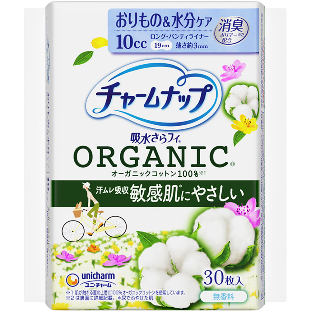 ※ご注意ください！！ご注文いただいてからのお取り寄せとなります。 ●商品の改訂により商品のデザイン、パッケージに記載されている内容と異なる場合があります。 【商品の特徴】好きなわたしが、つづいてくモレ不安とさよならしよう。歳を重ねても自分らしくいられたら、それが最高だから。おりもの＆水分ケア10cc 薄さ約3mm汗ムレ吸収 敏感肌＊にやさしい無香料＊尿でふやけた肌オーガニックコットン100％※1で 自然で、安心なつけ心地無添加シート搭載※3高吸収ポリマーで瞬間吸収！長さ19cm通気性シート消臭ポリマー※2配合汗や湿気まで吸収してお肌さらさら！※2 ポリマーによるアンモニアに対する消臭効果。※3 肌に触れる面は石油由来油剤無添加仕様のシート。●裏面にテープがついています。●カンタンに取り出せる個包装です。【内容量】30枚【成分・原材料・素材等】＜構成材料＞表面材：コットン＊色調：白＊表面シート 上層：オーガニックコットン100％ 下層：コットン、ポリエチレン・ポリプロピレン【原産国】日本【発売元、製造元、販売元又は輸入元】ユニ・チャーム（株）【広告文責】株式会社富士薬品0120-51-2289