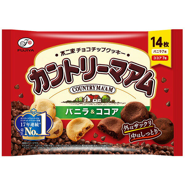 ※期間限定品のため、メーカー在庫によってはお届けできない場合があります。予めご了承ください。 ※配送センター出荷のため代金引換はご利用いただけません。 ※お取り寄せ商品です。在庫状況により発送まで1週間程度かかる場合がございます。 ※商品は当社指定業者にて発送いたします。 ※複数の商品をご注文いただいた際、発送元が異なる場合は、別送となります。 ※配送センター出荷のため納品書などは同梱されておりません。 ●商品の改訂により商品のデザイン、パッケージに記載されている内容と異なる場合があります。 【品名・名称】クッキー【商品の特徴】お母さんの手作りのようなやさしい味わいが楽しめる2層構造のチョコチップソフトクッキー。バニラとココアの2種アソートです。【内容量】14枚×20袋 (1ケース)【原材料】＜バニラ＞小麦粉（国内製造）、砂糖、植物油脂、チョコレートチップ（乳成分を含む）、還元水あめ、卵、白ねりあん（乳成分を含む）、全脂大豆粉、脱脂粉乳、水あめ、食塩、卵黄（卵を含む）、全粉乳、乳等を主要原料とする食品／加工デンプン、乳化剤（乳・小麦・大豆由来）、香料（乳由来）、安定剤（加工デンプン）、カラメル色素、膨脹剤＜ココア＞小麦粉（国内製造）、砂糖、チョコレートチップ（乳成分を含む）、植物油脂、還元水あめ、ココア、卵、白ねりあん（乳成分を含む）、脱脂粉乳、水あめ、カカオマス、全脂大豆粉、食塩、卵黄（卵を含む）、全粉乳、乳等を主要原料とする食品／加工デンプン、乳化剤（乳・小麦・大豆由来）、香料（乳由来）、安定剤（加工デンプン）、膨脹剤【栄養成分表示】1枚（標準10g）当たり＜バニラ＞エネルギー：48kcalたん白質：0.5g脂質：2.3g炭水化物：6.3g食塩相当量：0.044g＜ココア＞エネルギー：48kcalたん白質：0.5g脂質：2.3g炭水化物：6.4g食塩相当量：0.03g（推定値）【賞味期限】別途パッケージに記載【保存方法】直射日光、高温、多湿をさけてください。【発売元、製造元、販売元又は輸入元】株式会社不二家〒112-0012　東京都文京区大塚2-15-6【原産国】日本【広告文責】株式会社富士薬品0120-51-2289