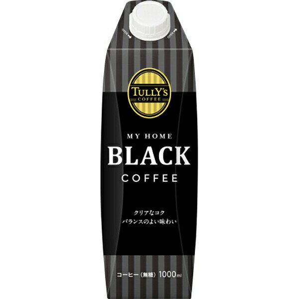 TULLY'S COFFEE MY HOME BLACK 紙キャップ付 1000ml×6本入り (1ケース)(伊藤園)