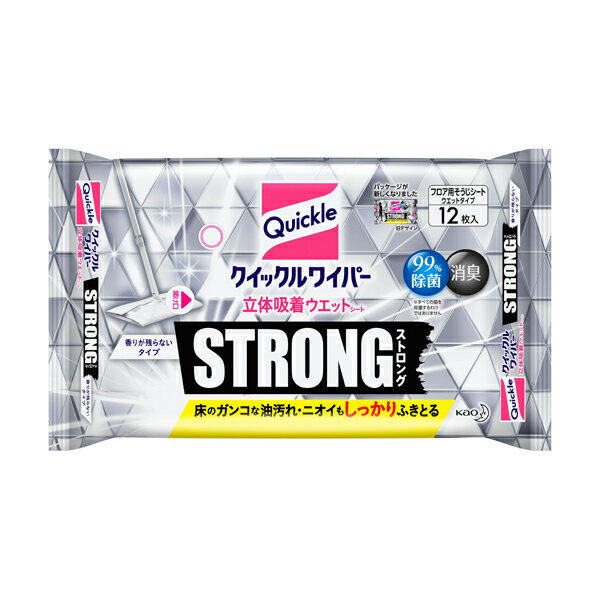 クイックルワイパー 立体吸着ウエットシート ストロング 12枚入 KO　花王