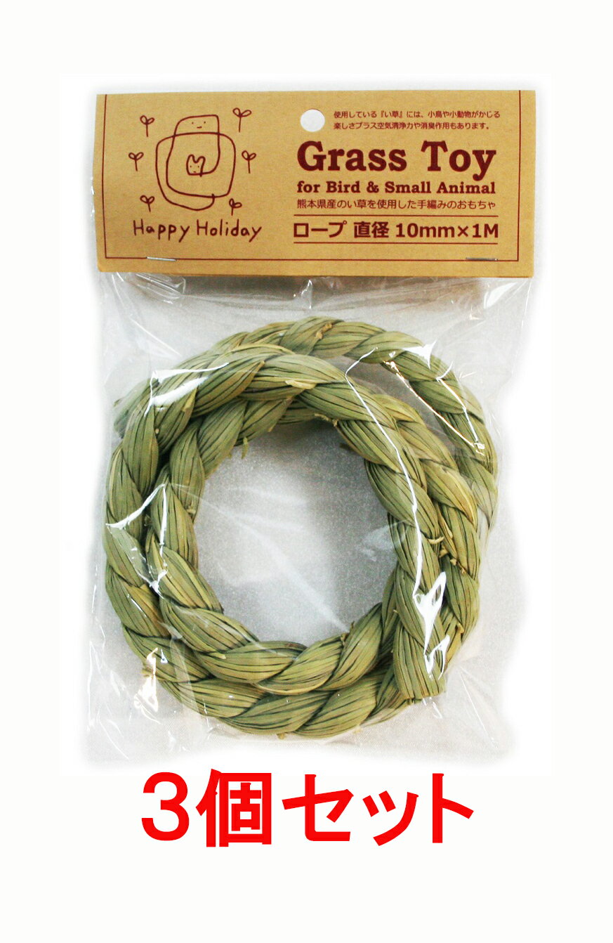 【お買い得】【3個セット】ピーツー・アンド・アソシエイツ　Grass　Toy（グラストイ）　　ロープ　直径10mm×1M×3個セット