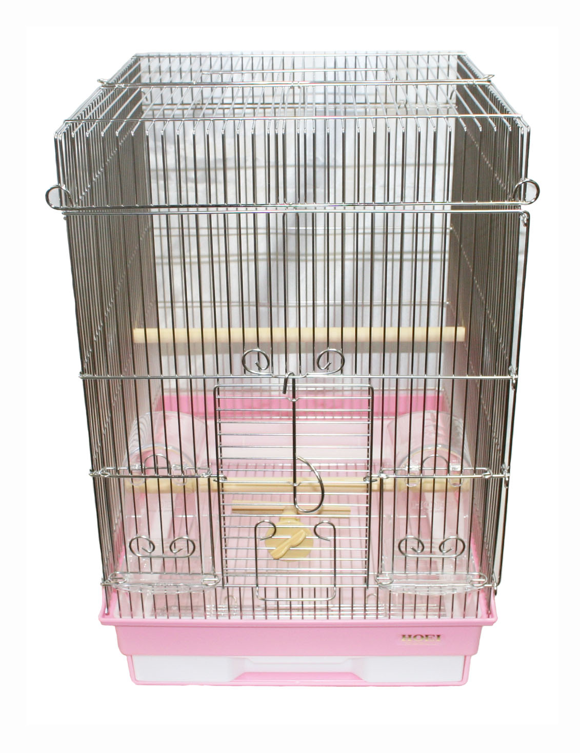 HOEI　35手のり　ステンレス　ピンク底（鳥かご・ケージ） その1