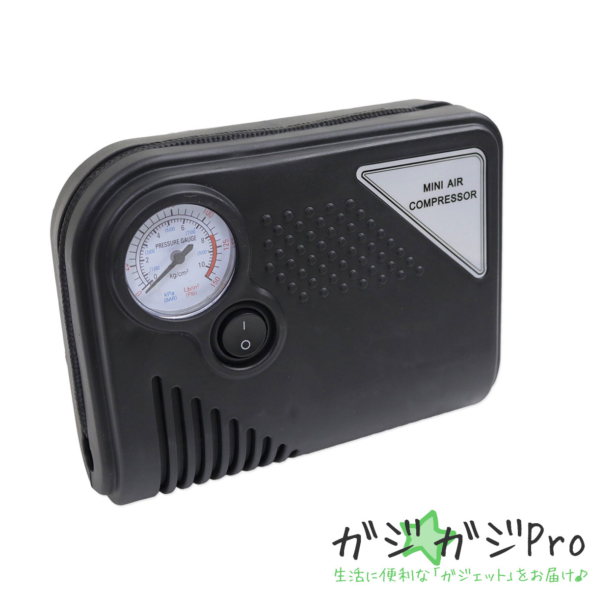 【スーパーSALE 全品P10倍】コンパクトエアコンプレッサー DC12V車専用 電動空気入れ 圧力ゲージ付き /..