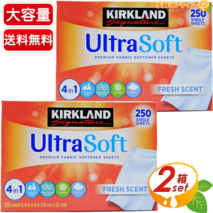 ≪250枚入×2箱セット≫【KIRKLAND】カークランド 柔軟剤シート ドライヤーシート 大容量 計500枚 静電気防止 柔軟仕上げ剤 乾燥機用 衣料柔軟剤 柔軟剤 シート ウルトラ ソフト ソフナー Ultra Soft Softener Sheet【costco コストコ コストコ通販】★送料無料★