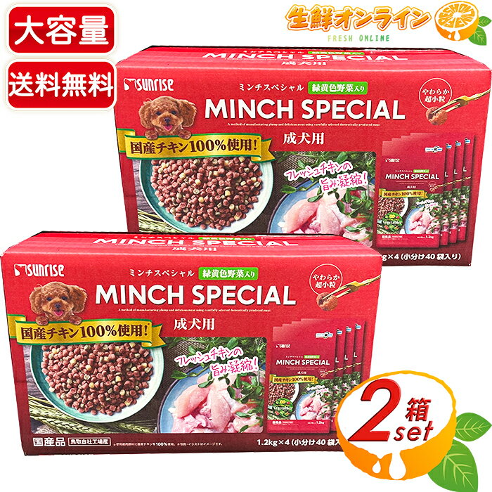 ≪1.2kg×8パック≫ミンチスペシャル 成犬用 緑黄色野菜入り 小分け80パック ドッグフード 国産品 維持期用総合栄養食 セミモイストフード やわらかい半生タイプ ペットフード★送料無料★