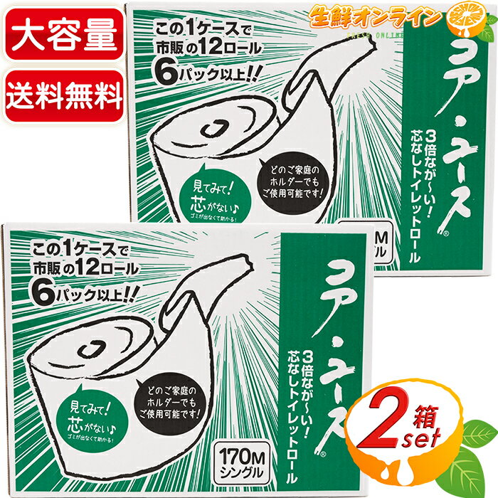 ≪24ロール×2箱セット≫トイレットペーパー シングル 芯なし 日本製 ◎3倍長く長持ち！◎ 大容量 48ロール ソフトシングル 170M シングル エコ エコノミー コアユース★送料無料★