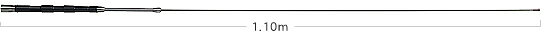 全長:1.1m ・重量:180g・耐入力:250W(SSB)・インピーダンス:50Ω・VSWR:1.5以下・接栓:M-P・形式:1/4λベースローディング・空中線型式:垂直型※このアンテナは車のボディをアースとして使用するので、基台とボディを完全に導通させてください。※トランクリッドベースの一部に入っている保護板は使用しないで下さい。