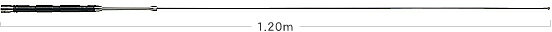 全長:1.2m ・重量:160g・耐入力:220W(SSB)・インピーダンス:50Ω・VSWR:1.5以下・接栓:M-P・形式:1/4λベースローディング・空中線型式:垂直型※このアンテナは車のボディをアースとして使用するので、基台とボディを完全に導通させてください。※トランクリッドベースの一部に入っている保護板は使用しないで下さい。