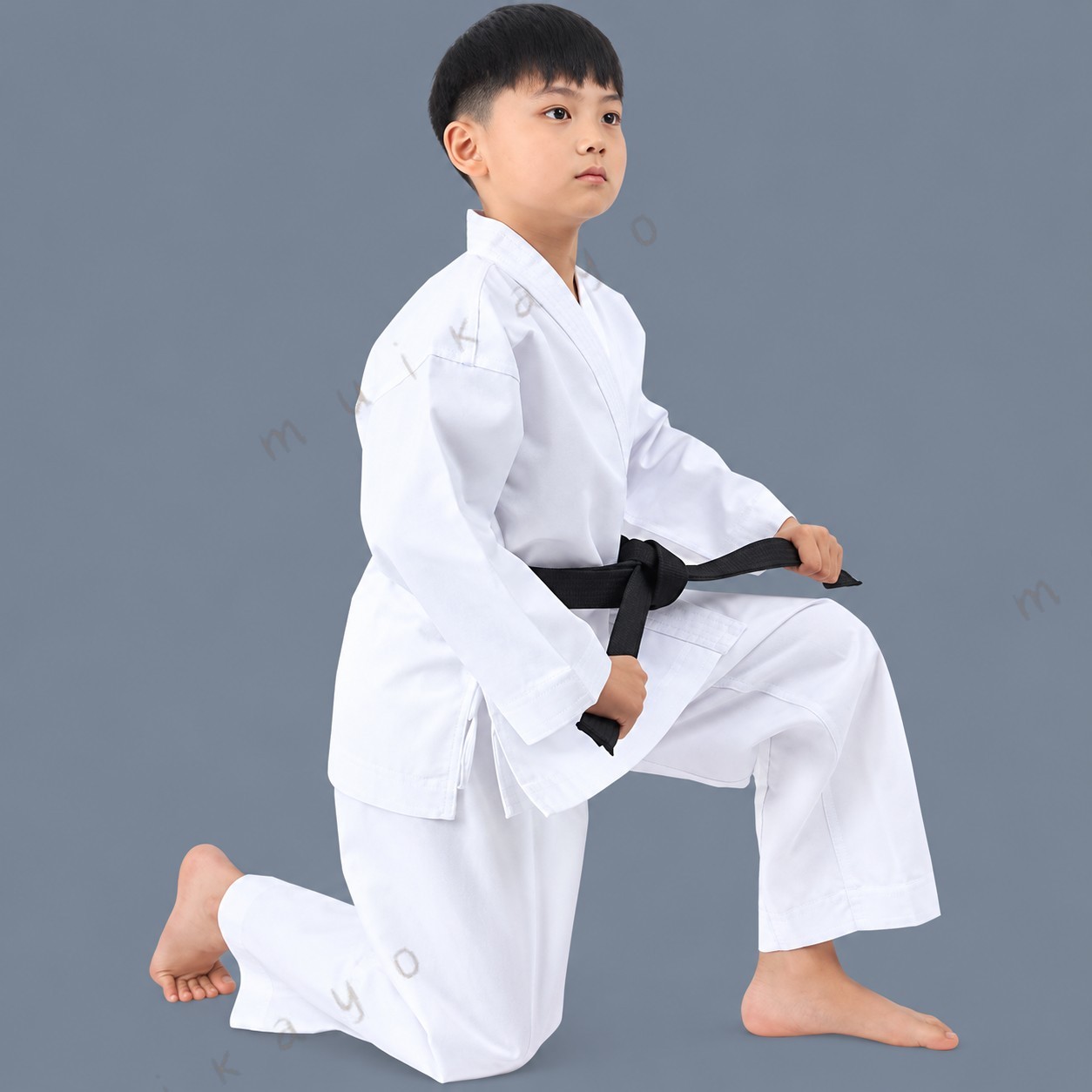 フルコンタクト子供空手着3点セット柔道着綿110-180cm練習用合気道白帯初心者授業...