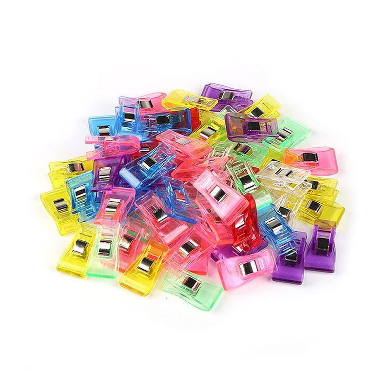 YFFSFDC 仮止めクリップ 50個入り クリップ プラスチック製 7色 アソート 裁縫用品 縫製 待ち針 DIY 手作り 手芸 便利グッ