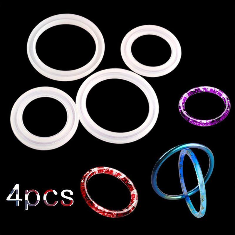 バングル形 シリコンモールド ブレスレット 腕輪 腕飾り 4セット 丸形 方形 手作り エポキシ樹脂 UVレジン アクセサ(3.0)