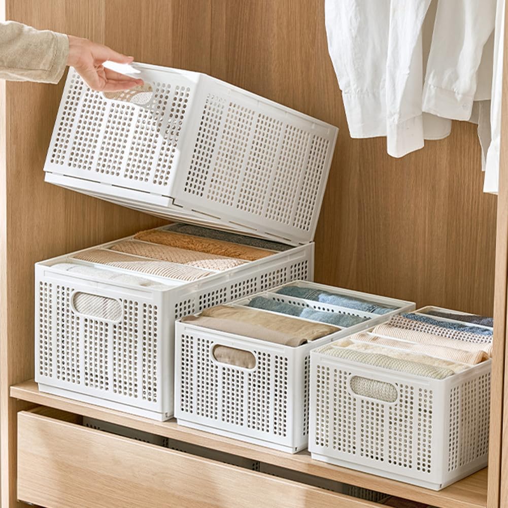 Rakuten - 衣装ケース 仕切り 折り畳み 衣類収納ボックス プラスチック 大容量2個セット tシャツ・ズボン・下着 衣類仕切り収納ケース (L‐5仕切り)
