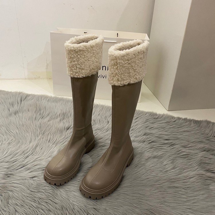 ロングブーツが復活！ 2023 韓国ファッション 冬 保温 百掛け 長靴ブーツ