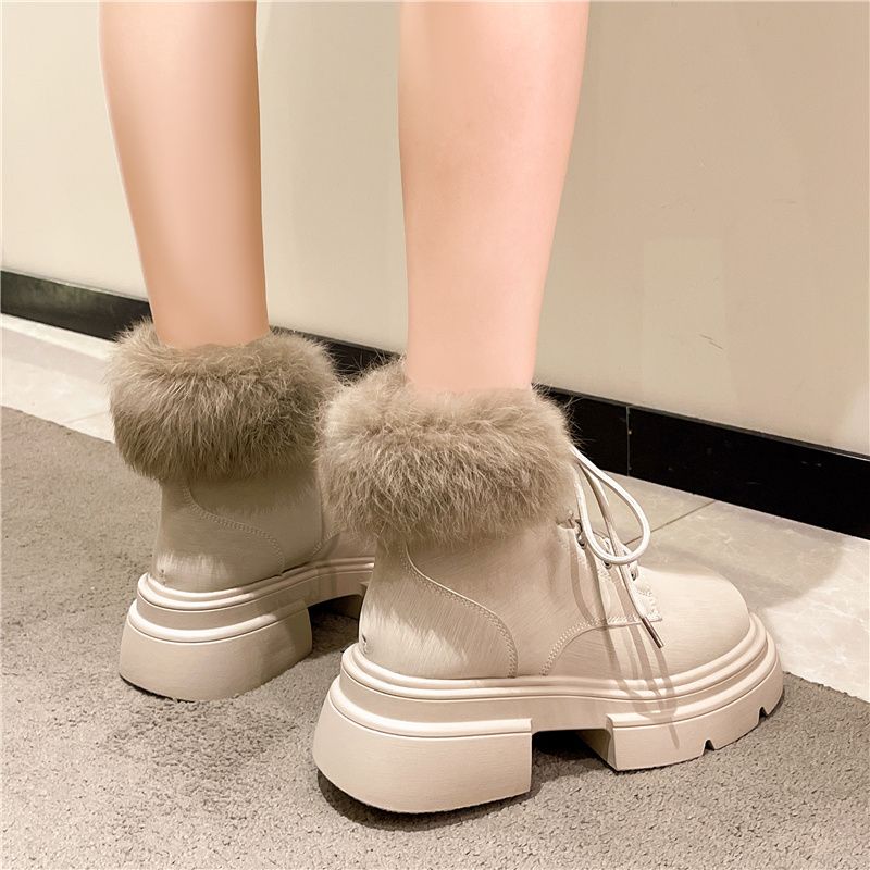 厚底シューズ ブーツ 厚底マーチンブーツ2023年新型冬ギャザー保温綿ブーツストラップ付き機関車ショー..