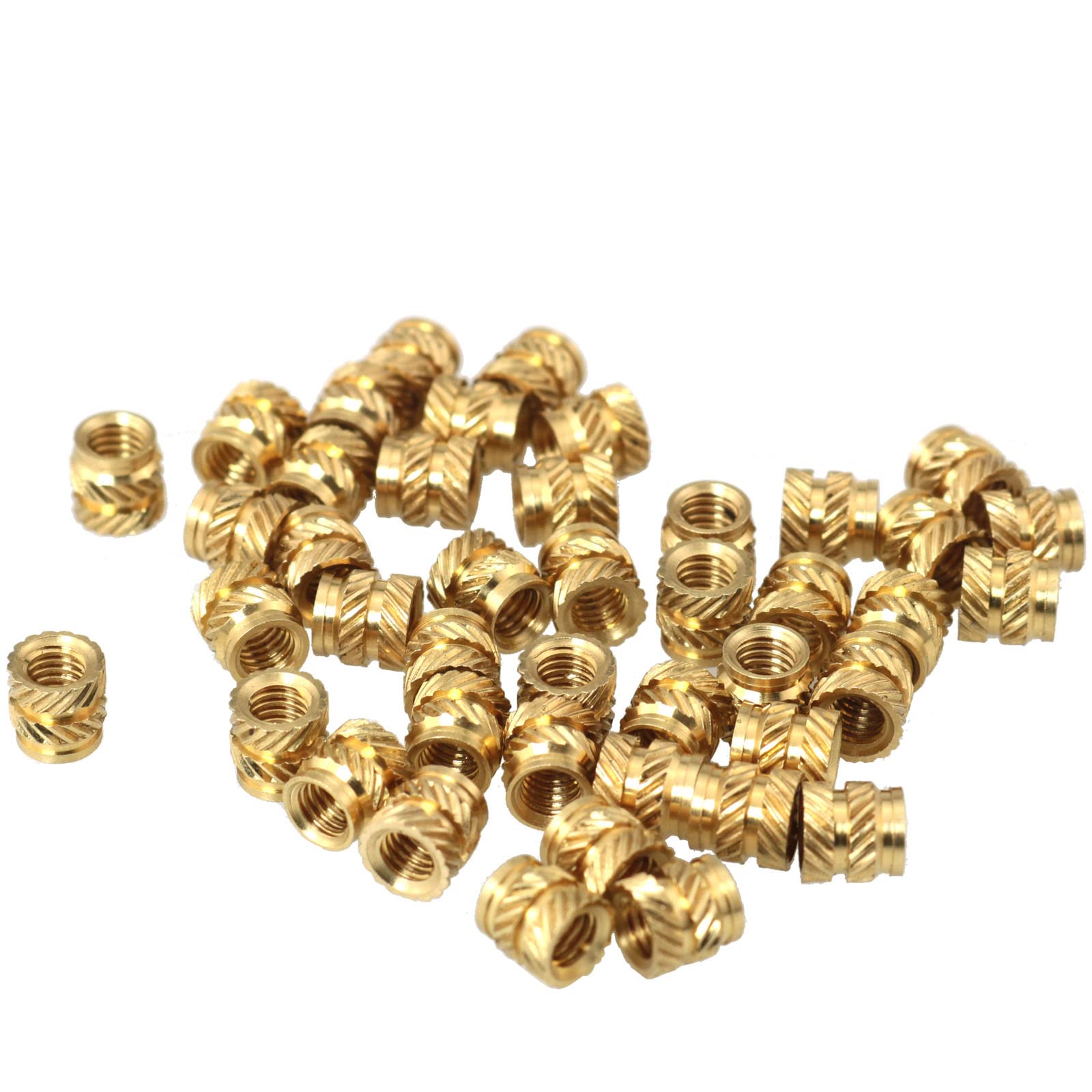 30個 スレッド真鍮ローレットナット ホットメルトインサート ローレットナット M4 x 6mm x 6mm メス スレッドヒートエンベメントナット 3Dプリンターやその他のプロジェクト用