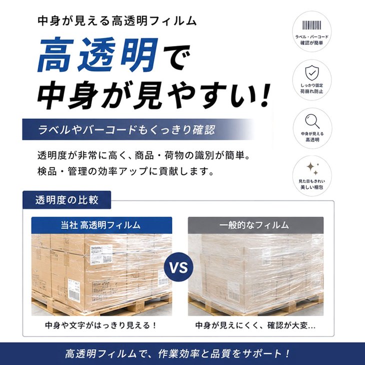META-Xの梱包用ラップ 透明 6巻セット 500mm×300m 15ミクロン 業務用 C6【ic038】｜アングル2