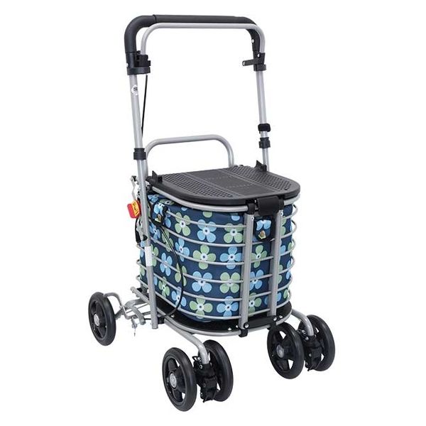 シルバーカー　アトレ　保冷バッグ付　花柄（青ベース）CX-07023