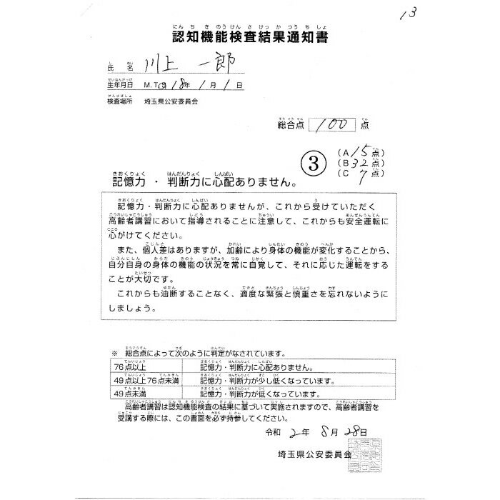 問題 検査 認知 機能