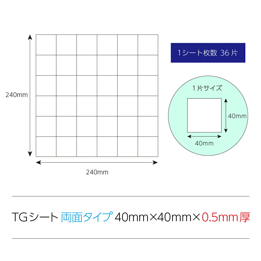 Rakuten - TGシート両面タイプ40mm×40mm×0.5mm厚