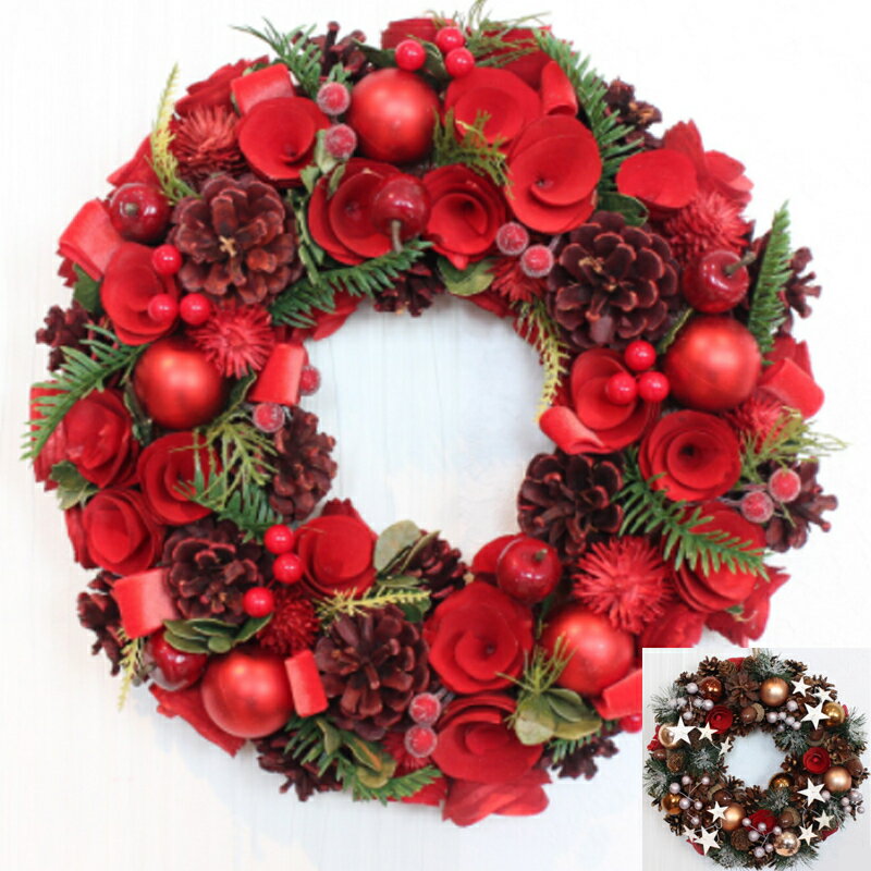 クリスマスリース レッド ナチュラルリース 玄関 おしゃれ