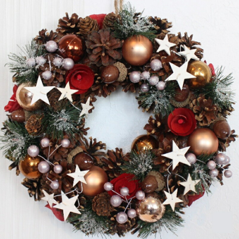 クリスマスリース レッド ナチュラルリース 玄関 おしゃれ