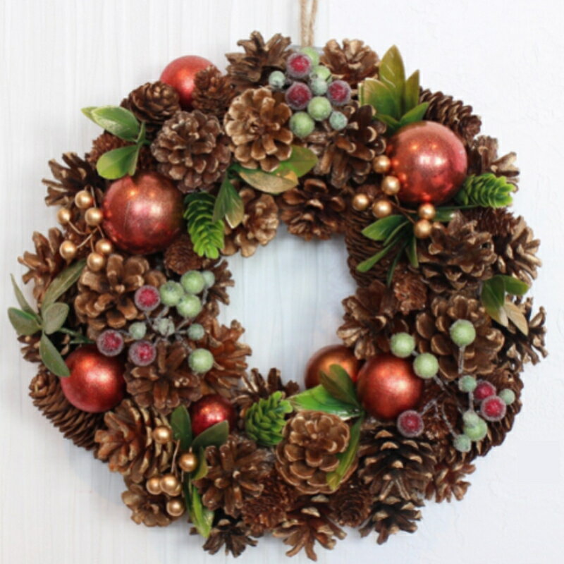 クリスマスリース レッド ナチュラルリース 玄関 おしゃれ