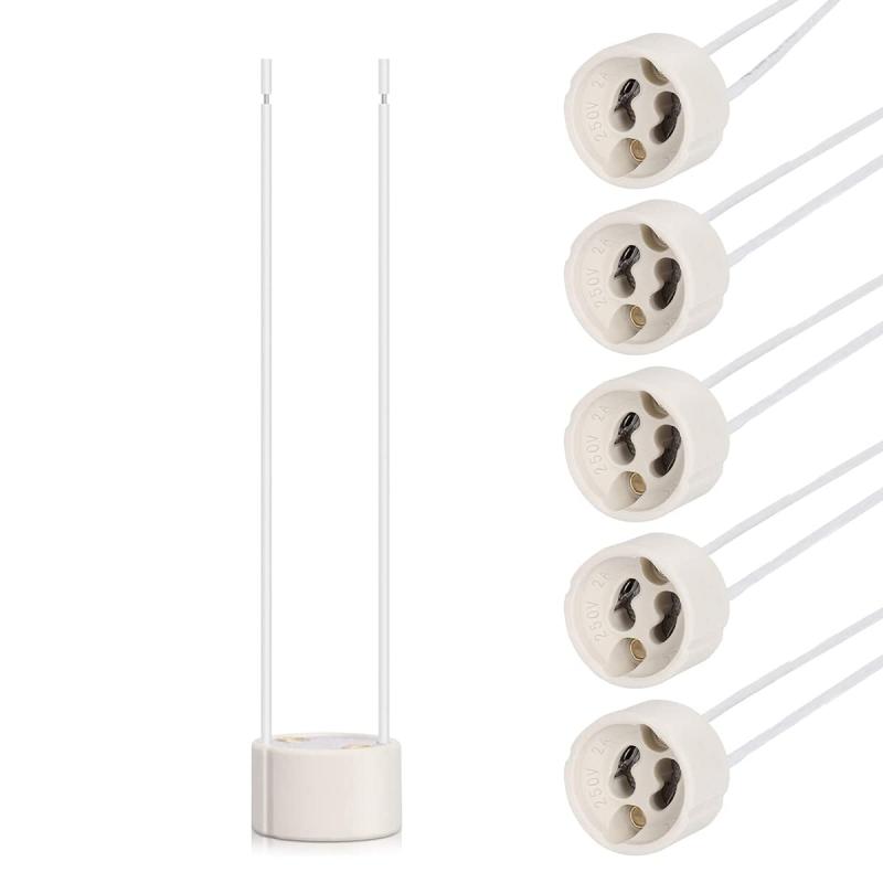 GU10 ソケット ランプ ホルダー バルブ ライト ベース コネクタ 0.75mm² 15cm シリコン ワイヤー LED および ハロゲン用 250V 最大 300W GU10 フィッティング バルブ ソケット(6個入)