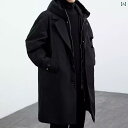 メンズ 冬用 ワークウェア 軽い 高級 2024 冬 メンズ 韓国 風 コート ジャケット フェイク ツーピース ハンサム フード 付き ミドル 丈 ウィンドブ...