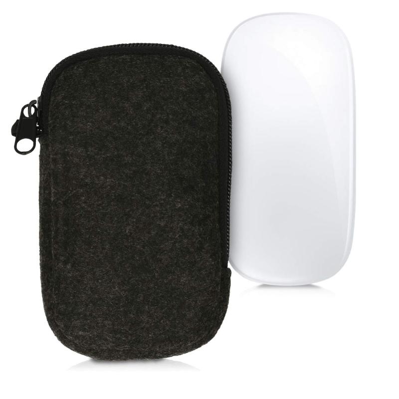 kwmobile Apple Magic Mouse 1 / 2対応 マウスカバー - フェルト PC マウス 傷 埃よけ 収納ケース ダークグレー 対応