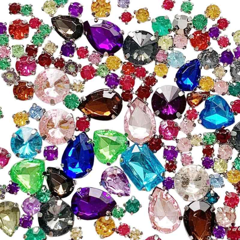 約160個入り アクリルストーン 縫製 ビーズ パーツ カラフル ラインストーン アソートセット DIY手作り..