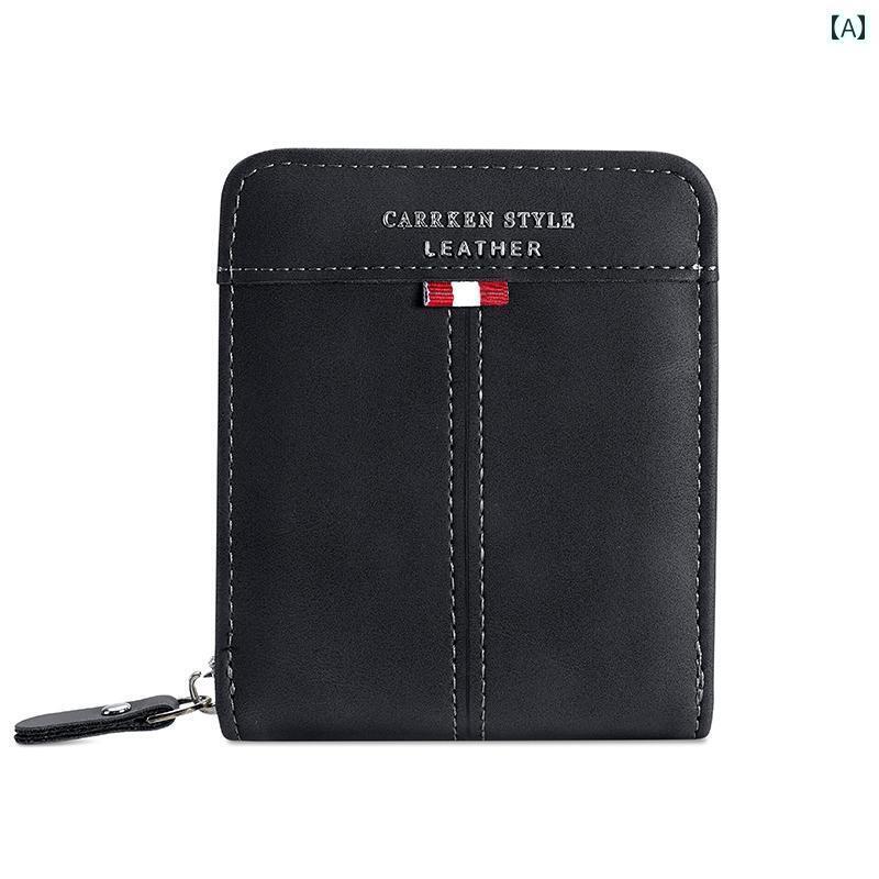 マネー　クリップ　財布 Carrken メンズ ウォレット ショート 学生 ジッパーウォレット 多機能 コイン バッグ カードホルダー 一 体型